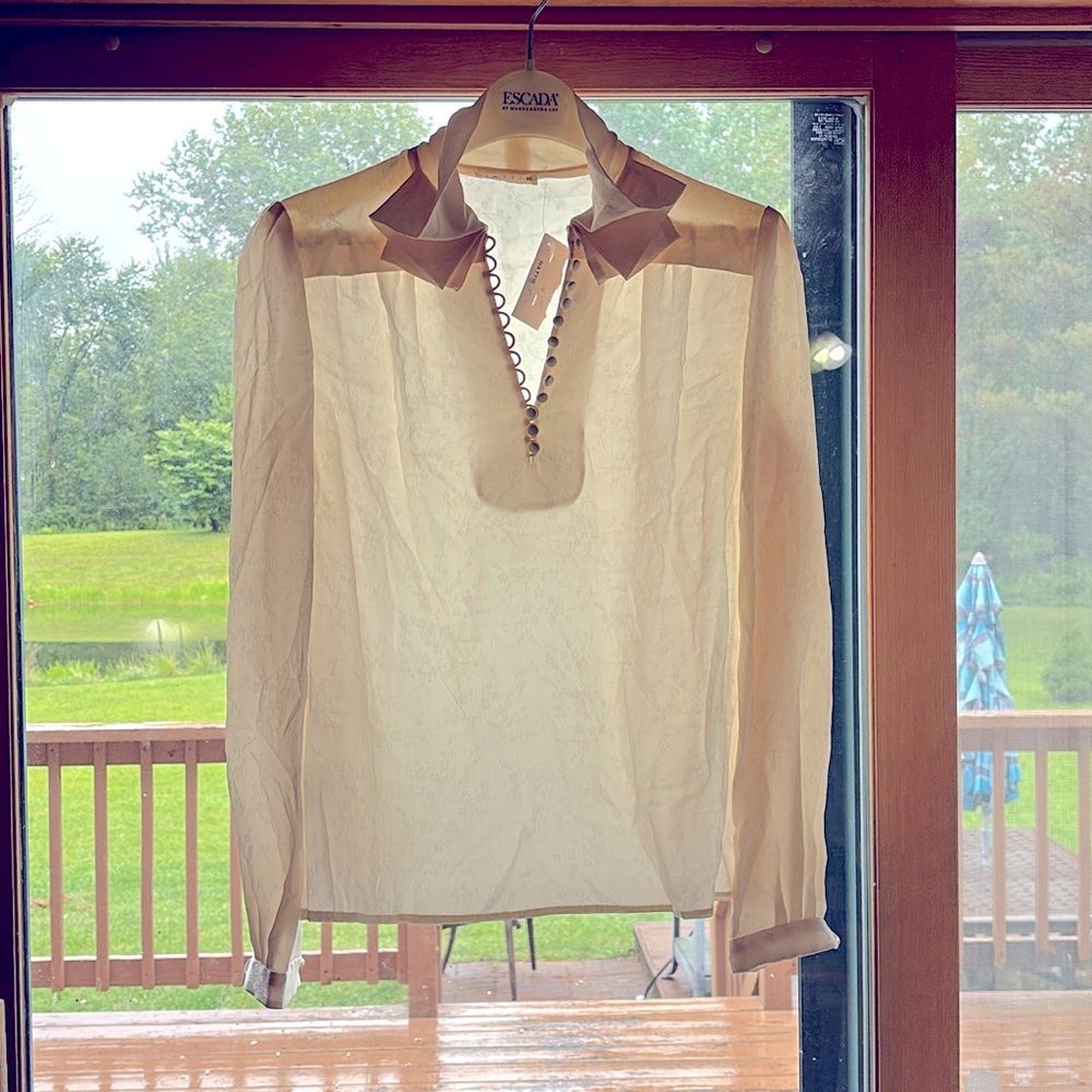 Nwt Vintage Hattie 100% Silk Blouse